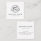 Moderne witte minimalistisch aangepast logo vierkante visitekaartje (Voorkant / Achterkant)