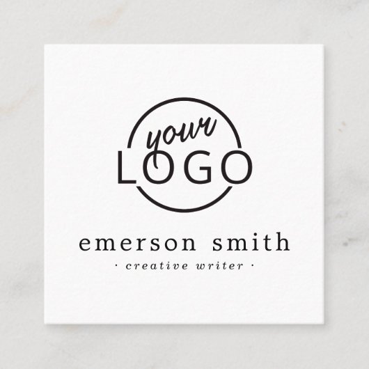 Moderne witte minimalistisch aangepast logo vierkante visitekaartje (Voorkant)