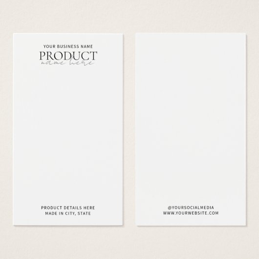 Moderne witte minimalistische aangepaste display K Visitekaartje (Voorkant /achterkant)