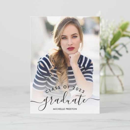 Moderne witte minimalistische afstuderen van manus kaart (Staand voorkant)