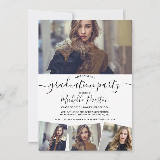 Moderne witte minimalistische afstuderen van manus kaart (Achterkant)