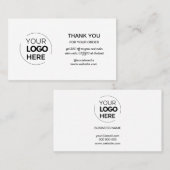 Moderne witte minimalistische Logo-bestelling dank Visitekaartje (Voorkant / Achterkant)