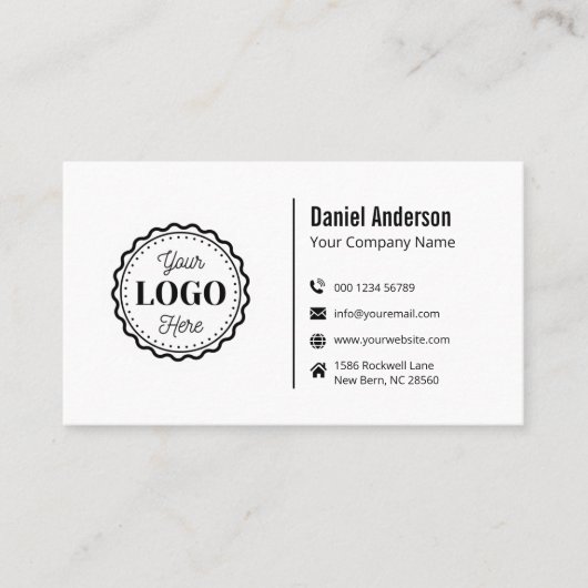 Moderne witte minimalistische Logo Professional Visitekaartje (Voorkant)