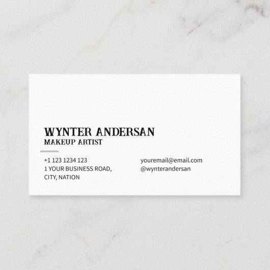 Moderne Witte Minimalistische Luxe Aangepaste Naam Visitekaartje (Achterkant)