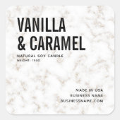 Moderne witte, minimalistische marmer-goudlabel vierkante sticker (Voorkant)