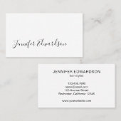 Moderne, witte, minimalistische professionele eenv visitekaartje (Voorkant / Achterkant)