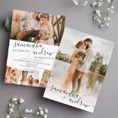 Moderne witte minimalistische script 5 foto's brui kaart