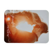 Moderne witte, minimalistische scriptfoto magneet (Horizontaal)