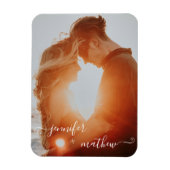 Moderne witte, minimalistische scriptfoto magneet (Verticaal)