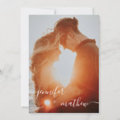 Moderne witte minimalistische scriptfoto's bruilof kaart (Voorkant)