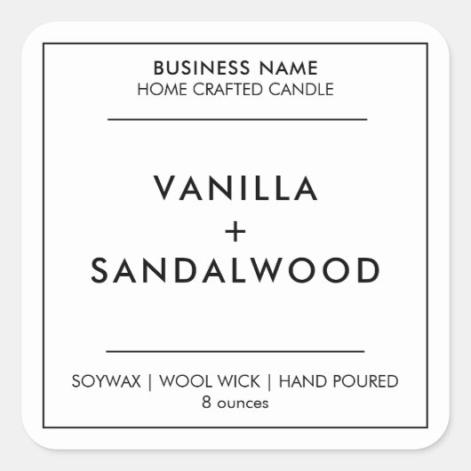 Moderne witte minimalistische Sticker met kaarslab (Voorkant)