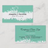 Moderne witte & mintgroene grunge streep visitekaartje (Voorkant / Achterkant)