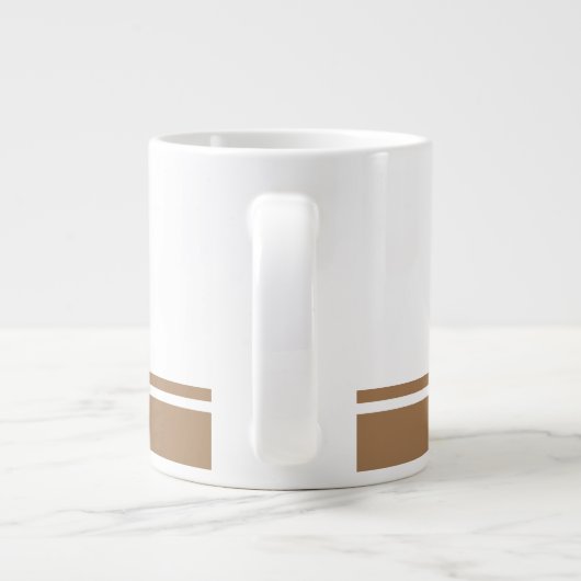 Moderne Witte Mocha Bruine Bodem Rand Racing Strip Grote Koffiekop (Achterkant)