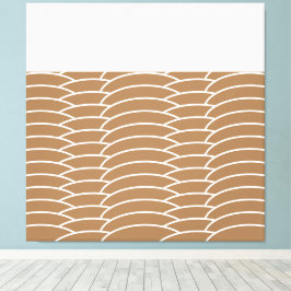 Moderne witte mokka bruin betegelde art deco golve canvas afdruk