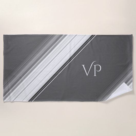 Moderne witte monogram badhanddoek op grijs (Voorkant)