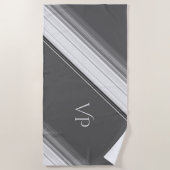 Moderne witte monogram badhanddoek op grijs (Voorkant)