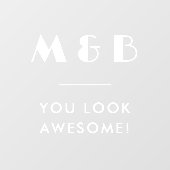 Moderne Witte Monogram Bruiloft Badkamer Spiegel Raamsticker (Vel)