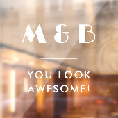 Moderne Witte Monogram Bruiloft Badkamer Spiegel Raamsticker (Vel 2)