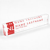 Moderne witte monogram rode plaat naambordje
