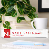 Moderne witte monogram rode plaat naambordje
