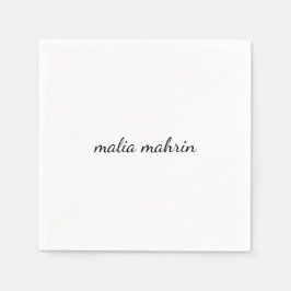 Moderne witte monogram script ontwerp servet