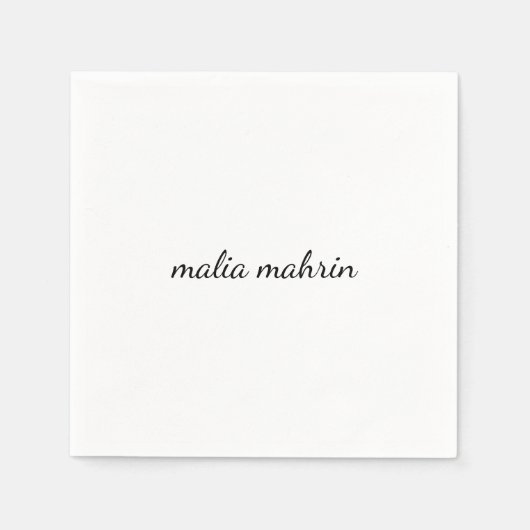 Moderne witte monogram script ontwerp servet (Voorkant)