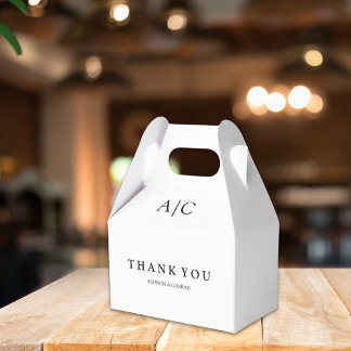 Moderne Witte Monogram Wedding Favoriete Boxen Bedankdoosjes