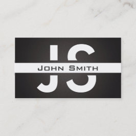 Moderne witte monogram zwarte linnen achtergrond visitekaartje