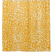 Moderne, witte, mosterdgele dierlijke afdruk douchegordijn (Voorkant)