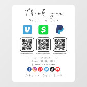 Moderne Witte Multi QR Code Paypal Venmo Cash App Raamsticker (Vel)