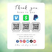 Moderne Witte Multi QR Code Paypal Venmo Cash App Raamsticker (Vel 3)