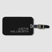 Moderne Witte Naam of andere Tekst op Zwart Bagagelabel (Voorkant (horizontaal))