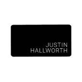 Moderne Witte Naam of andere Tekst op Zwart Etiket (Voorkant)