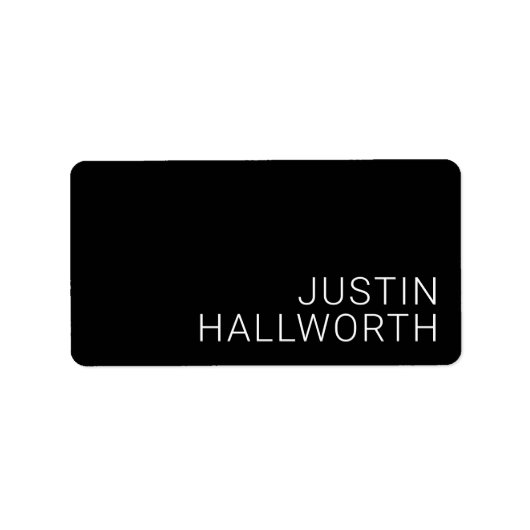 Moderne Witte Naam of andere Tekst op Zwart Etiket (Voorkant)