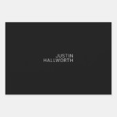 Moderne witte naam of andere tekst op zwart inpakpapier vel (Voorkant 3)