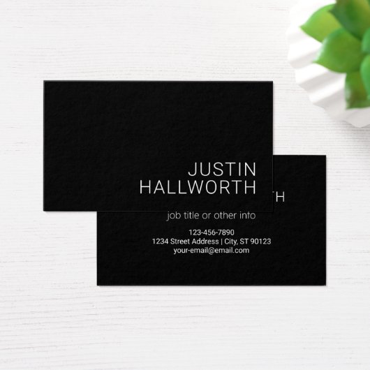 Moderne Witte Naam of andere Tekst op Zwart Visitekaartje (Bureau)