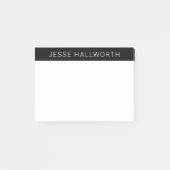 Moderne witte naam of bedrijf op zwart post-it® notes (Voorkant)