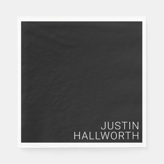 Moderne witte naam op zwart servet (Voorkant)