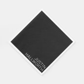 Moderne witte naam op zwart servet (Hoek)