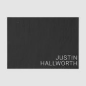 Moderne witte naam op zwart tissuepapier (Voorkant)