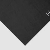 Moderne witte naam op zwart tissuepapier (Detail)