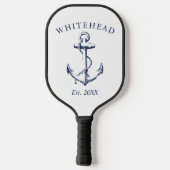 Moderne witte nautische anker monogram pickleball paddle (Achterkant)