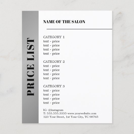 Moderne witte nepsilvere streep vette schoonheid flyer (Voorkant)