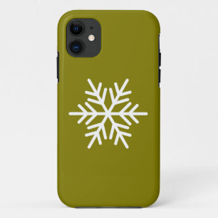 Moderne Witte Noordse Sneeuwvlok Op Gouden Olijf Case-Mate iPhone Case