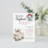 Moderne Witte Olifant Kinder Kerstfeest  Briefkaart (Staand voorkant)