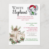 Moderne Witte Olifant Kinder Kerstfeest  Briefkaart (Voorkant)
