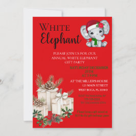 Moderne Witte Olifant Kinderen Kerstfeest Kaart