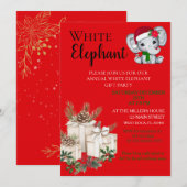Moderne Witte Olifant Kinderen Kerstfeest Kaart (Voorkant / Achterkant)