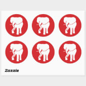 Moderne Witte Olifant Logo kies achtergrondkleur Ronde Sticker (Vel)