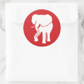 Moderne Witte Olifant Logo kies achtergrondkleur Ronde Sticker (Tas)
